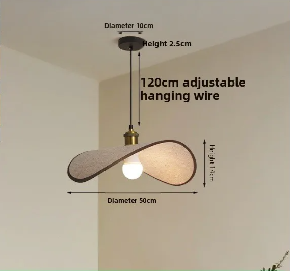 Wabi-Sabi Pendant Light with Fabric Shade – Japandi Retro Ceiling Lamp | Warm Ambient Interior Lighting