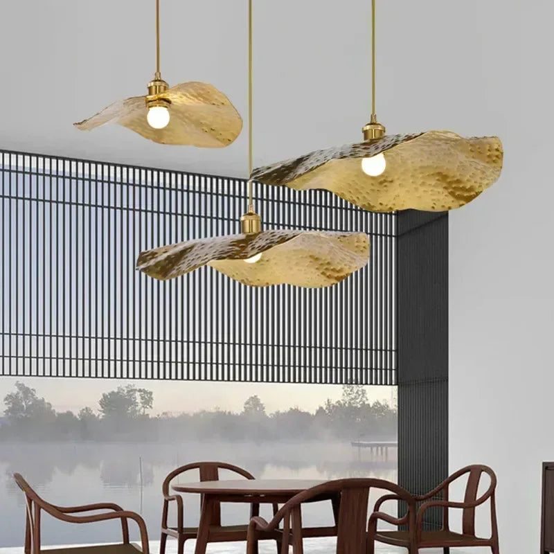 Gold Lotus Pendant Light – Vintage Zen Ceiling Lamp | Luxury Ambient Hanging Lighting