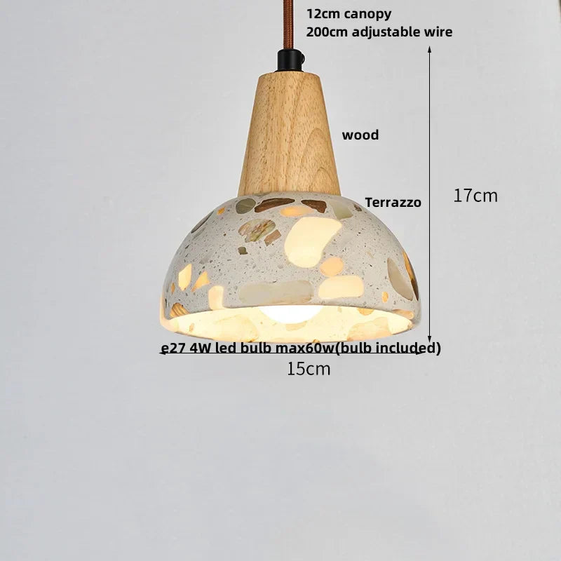 Terrazzo Stone Pendant Light with Copper Detail – Modern LED Ceiling Lamp | Contemporary Designer Lighting