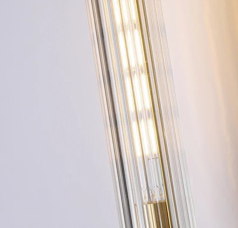 Modern Clear Glass Wall Light – Gold Brass E14 LED Wall Lamp for Bedrooms, Hallways & Bathrooms