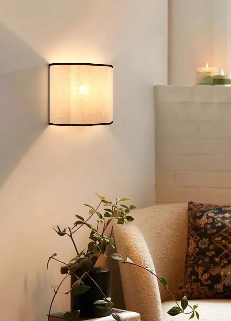 French Linen Wall Light – Cream Fabric LED Wall Sconce | Elegant Ambient Interior Lighting