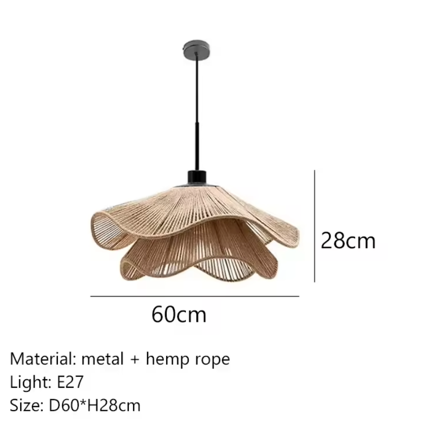 Hempora Wabi Pendant Light – Handwoven Rope Ceiling Lamp | Japandi Natural Hanging Lighting