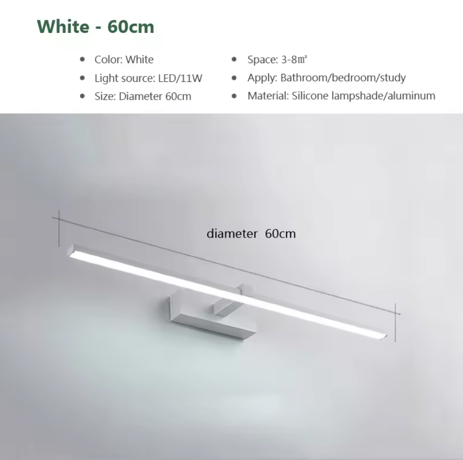 AuraLine LED Mirror Wall Light – Modern Bathroom Lighting | 3 Colour Temperature Vanity Lamp
