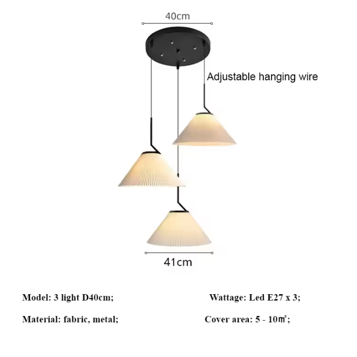 Nordic Plissé Cream Pendant Light – Scandinavian Pleated Hanging Lamp | Elegant Minimalist Ceiling Lighting