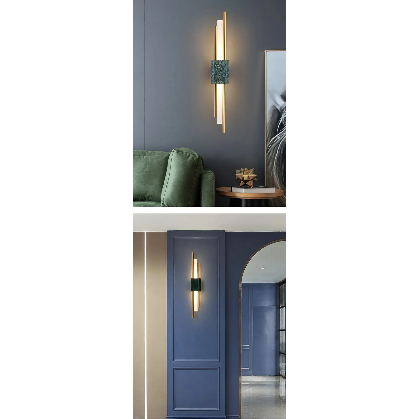 Marble LED Wall Light with Gold & Black Finish – Modern Luxury Wall Sconce | Elegant Ambient Interior Lighting