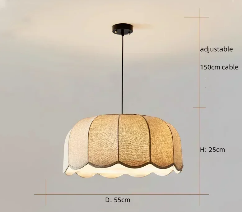 Hoshira Linen Pendant Light – Japandi Wabi-Sabi Ceiling Lamp | Soft Ambient LED Lighting for Modern Interiors