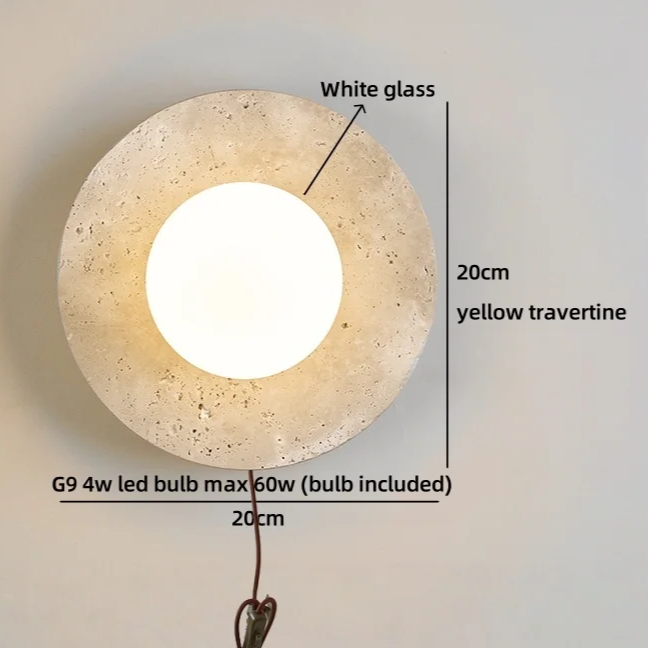 Travertine Stone LED Wall Light – Modern Luxury Wall Sconce | Warm Ambient Interior Lighting