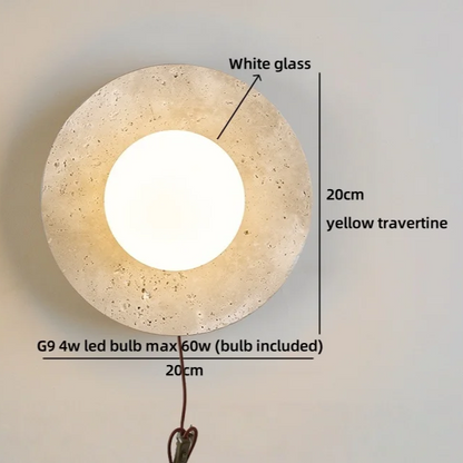 Travertine Stone LED Wall Light – Modern Luxury Wall Sconce | Warm Ambient Interior Lighting