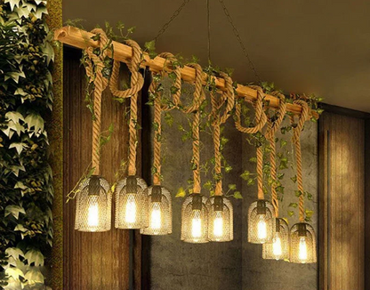 Vintage Farmhouse Chandelier – Five-Light Industrial Pendant | Rustic Café & Restaurant Lighting | Americana-Inspired Statement Piece