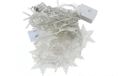 LumaSnow 4M LED Snowflake Curtain Lights – Christmas Icicle String Lights for Windows, Parties & Holiday Decorations