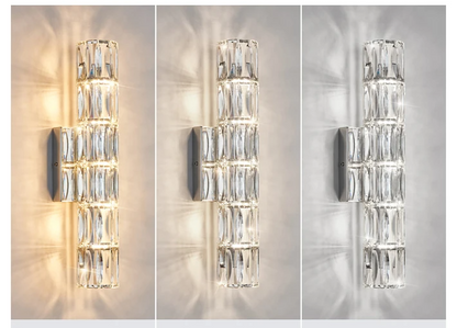Crystal Luxe LED Wall Light – Stainless Steel Wall Lamp with Clear Glass Shade | Contemporary Ambient Lighting | Elegant Interior Feature