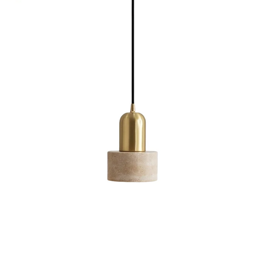 Travertine Stone Pendant Light with Copper Finish – Nordic LED Hanging Lamp | Warm Contemporary Lighting