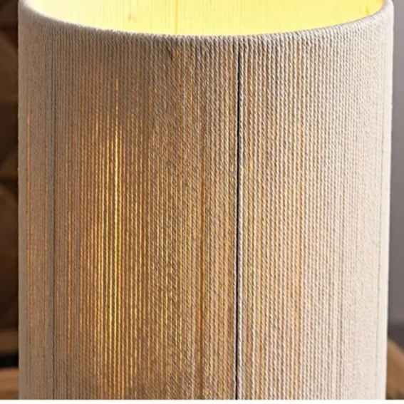 Japanese Wood Table Lamp with Jute Detail – Minimalist LED Bedside Light | Warm Zen Interior Lighting