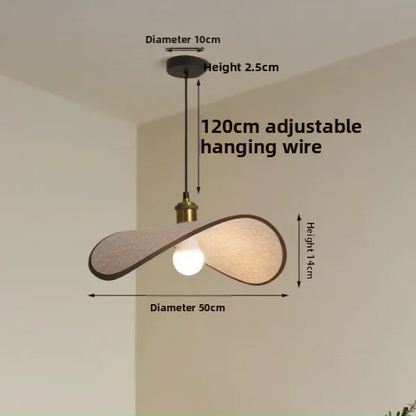 Wabi-Sabi Pendant Light with Fabric Shade – Japandi Retro Ceiling Lamp | Warm Ambient Interior Lighting