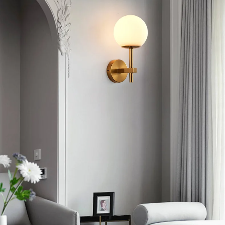 AuroraSphere Wall Light – Nordic Glass Globe LED Wall Lamp | Modern Ambient Lighting for Bedrooms & Bathrooms