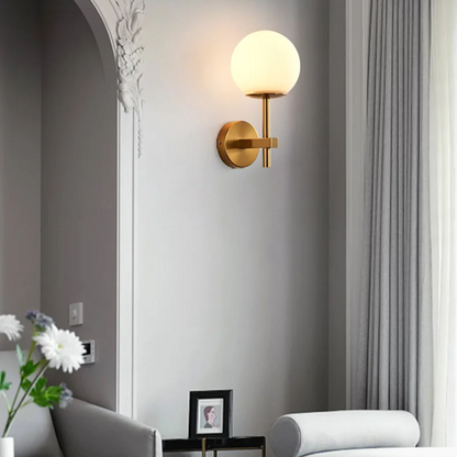 AuroraSphere Wall Light – Nordic Glass Globe LED Wall Lamp | Modern Ambient Lighting for Bedrooms & Bathrooms