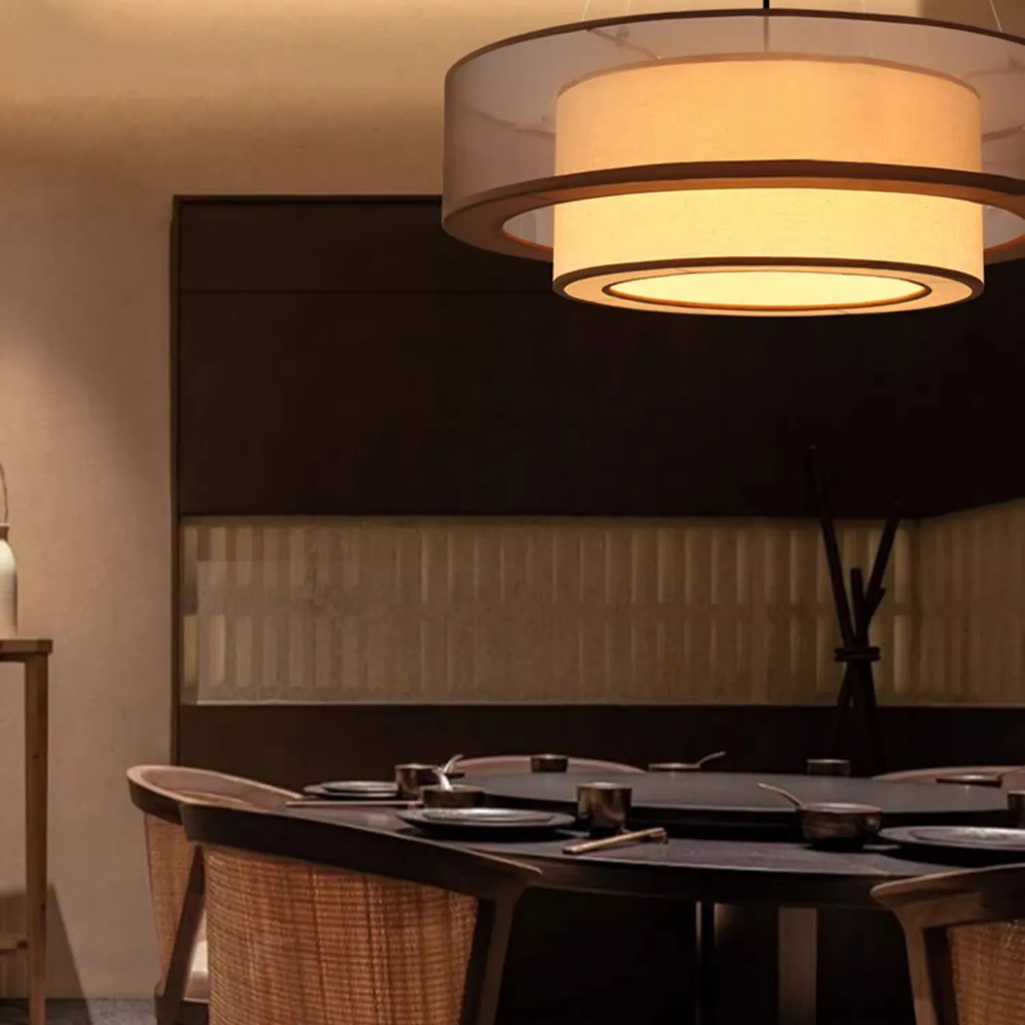 Veloura Silk Pendant Light – Luxury Beige Hanging Ceiling Lamp | Soft Ambient Lighting for Modern Interiors