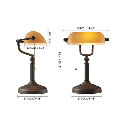 Vintage Amber Glass Table Lamp – Retro E27 Desk Light | Warm Ambient Lighting | Timeless Banker-Style Design