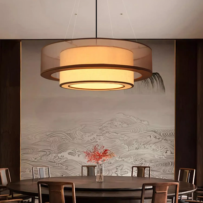 Veloura Silk Pendant Light – Luxury Beige Hanging Ceiling Lamp | Soft Ambient Lighting for Modern Interiors