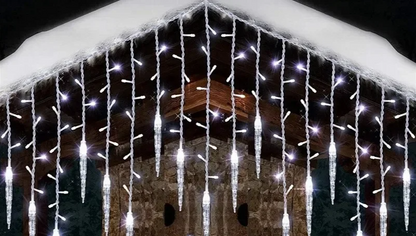 LumaSnow 4M LED Snowflake Curtain Lights – Christmas Icicle String Lights for Windows, Parties & Holiday Decorations