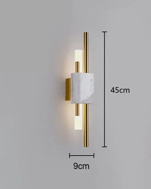 Marble LED Wall Light with Gold & Black Finish – Modern Luxury Wall Sconce | Elegant Ambient Interior Lighting