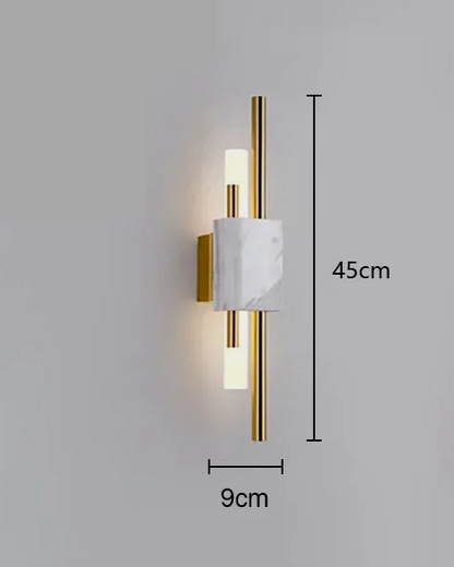 Marble LED Wall Light with Gold & Black Finish – Modern Luxury Wall Sconce | Elegant Ambient Interior Lighting