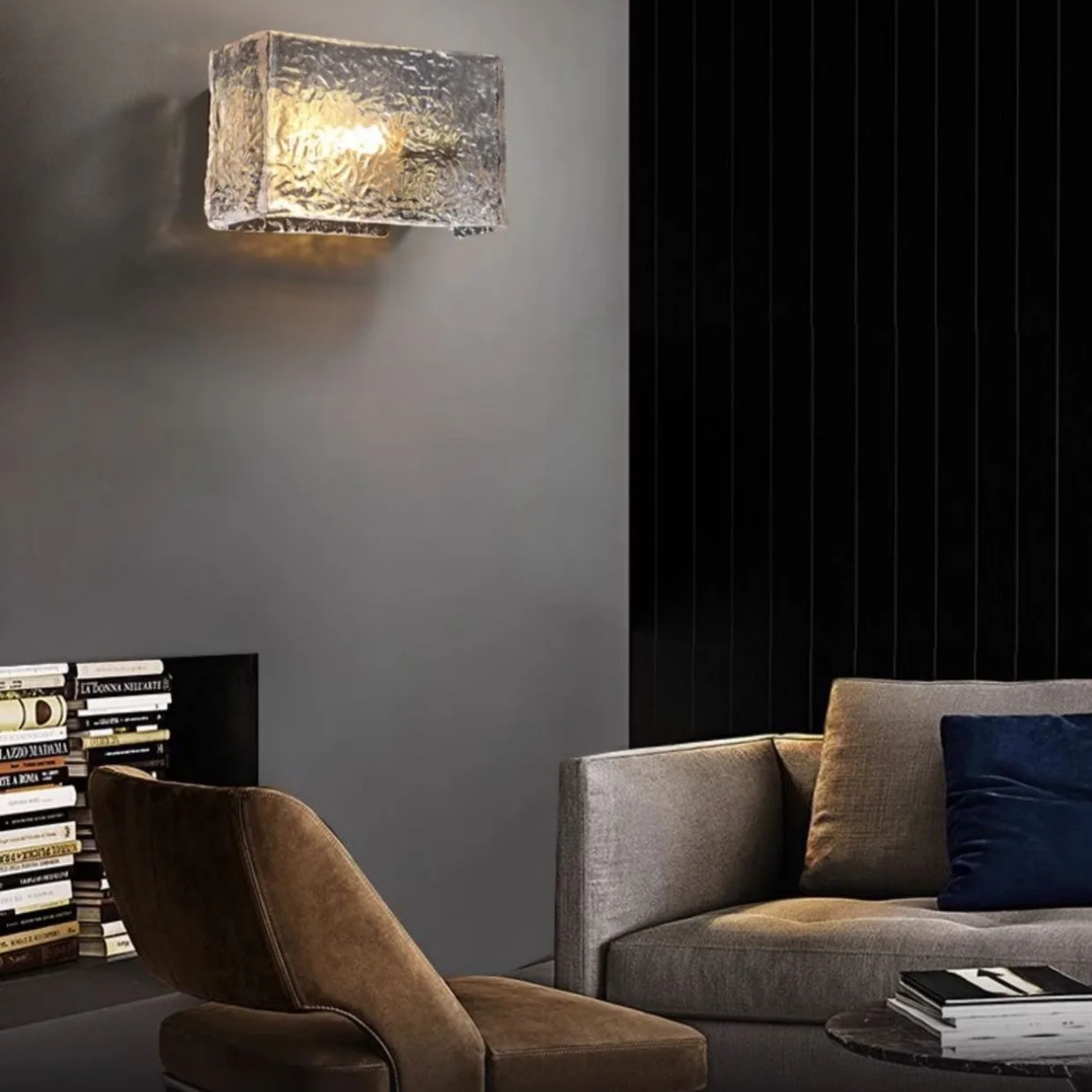 Copper & Glass Wall Light – Postmodern Art Deco LED Sconce | Luxury Ambient Interior Lighting