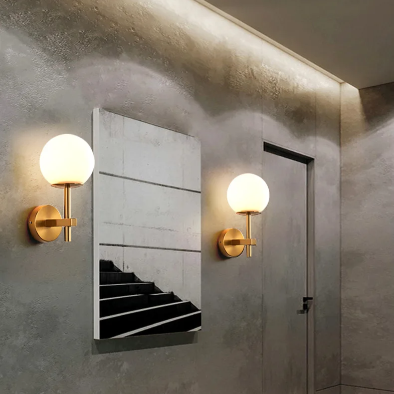 AuroraSphere Wall Light – Nordic Glass Globe LED Wall Lamp | Modern Ambient Lighting for Bedrooms & Bathrooms