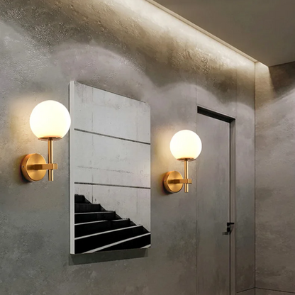 AuroraSphere Wall Light – Nordic Glass Globe LED Wall Lamp | Modern Ambient Lighting for Bedrooms & Bathrooms