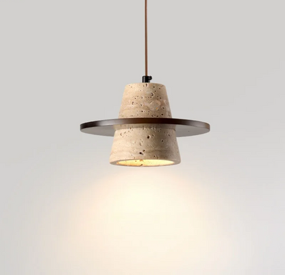 Travora Wabi Pendant Light – Natural Travertine Stone Ceiling Lamp | Japandi Ambient Lighting | Sculptural Interior Elegance