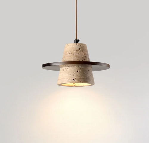 Travora Wabi Pendant Light – Natural Travertine Stone Ceiling Lamp | Japandi Ambient Lighting | Sculptural Interior Elegance