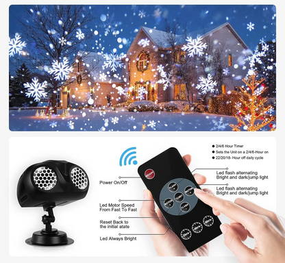 SNOWGLOW LED Snowfall Projector – Dual Head Outdoor Light Projector | Waterproof Christmas Snow Effect with Remote Control