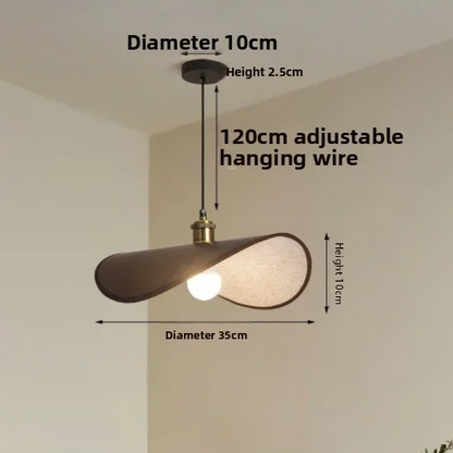Wabi-Sabi Pendant Light with Fabric Shade – Japandi Retro Ceiling Lamp | Warm Ambient Interior Lighting