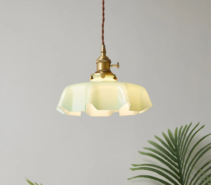 Cream Petal Glass Pendant Light – Scandinavian E27 Ceiling Lamp | Elegant Ambient Lighting | Contemporary Dining Room Feature