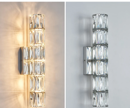 Crystal Luxe LED Wall Light – Stainless Steel Wall Lamp with Clear Glass Shade | Contemporary Ambient Lighting | Elegant Interior Feature