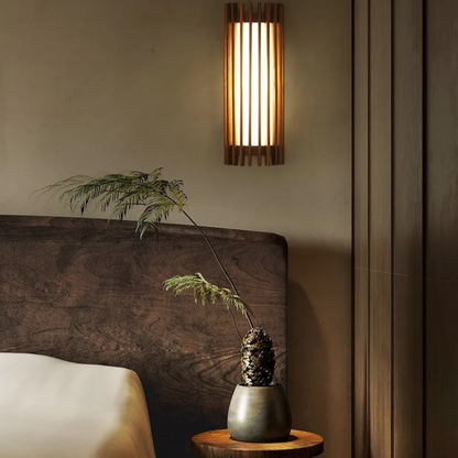 Kiyora Walnut Wall Light – Japanese Wabi-Sabi LED Wall Lamp | Warm Ambient Lighting for Modern Interiors