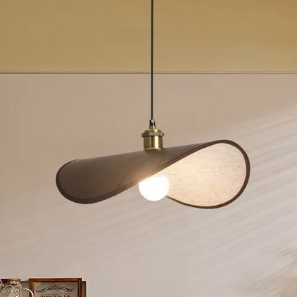 Wabi-Sabi Pendant Light with Fabric Shade – Japandi Retro Ceiling Lamp | Warm Ambient Interior Lighting