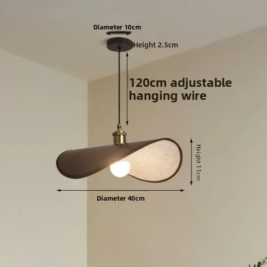 Wabi-Sabi Pendant Light with Fabric Shade – Japandi Retro Ceiling Lamp | Warm Ambient Interior Lighting