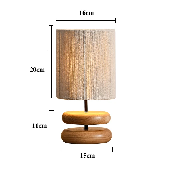 Japanese Wood Table Lamp with Jute Detail – Minimalist LED Bedside Light | Warm Zen Interior Lighting