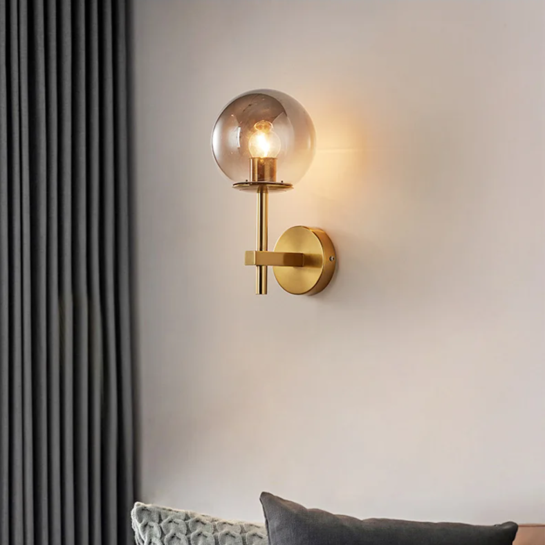 AuroraSphere Wall Light – Nordic Glass Globe LED Wall Lamp | Modern Ambient Lighting for Bedrooms & Bathrooms