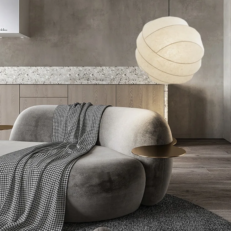 SereneSilk Pendant Light – Wabi-Sabi Silk Ceiling Lamp | Japanese Minimalist Lighting for Elegant Interiors