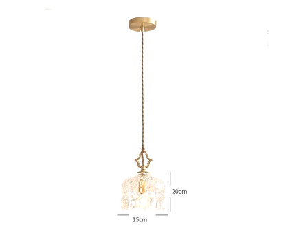 French Crystal Glass Pendant Light – Luxury Gold LED Chandelier | Elegant Ambient Lighting | Vintage-Inspired Statement Piece