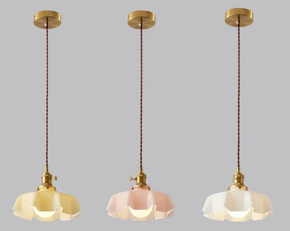 Cream Petal Glass Pendant Light – Scandinavian E27 Ceiling Lamp | Elegant Ambient Lighting | Contemporary Dining Room Feature