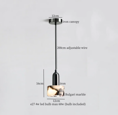 Marbelle Globe Pendant Light – Marble & Glass Ceiling Lamp | Japandi Ambient Lighting | Timeless Interior Elegance