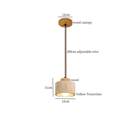 Travora Wabi Pendant Light – Natural Travertine Stone Ceiling Lamp | Japandi Ambient Lighting | Sculptural Interior Elegance