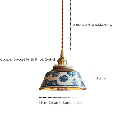 Dark Green Ceramic Pendant Light with Copper Finish – Retro Nordic Ceiling Lamp | Elegant Ambient Lighting