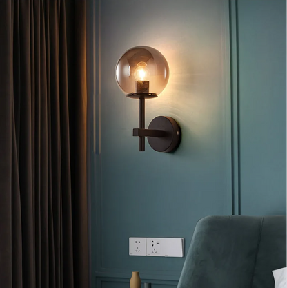 AuroraSphere Wall Light – Nordic Glass Globe LED Wall Lamp | Modern Ambient Lighting for Bedrooms & Bathrooms