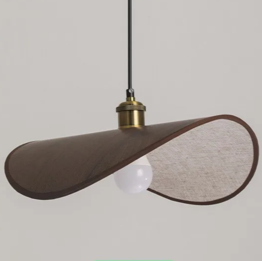 Wabi-Sabi Pendant Light with Fabric Shade – Japandi Retro Ceiling Lamp | Warm Ambient Interior Lighting