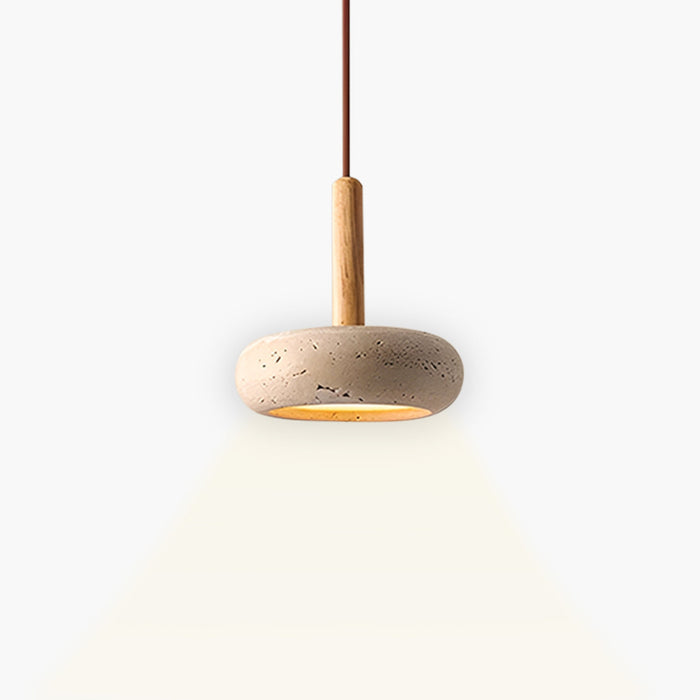 OSHIRA Travertine Pendant Light – Wabi-Sabi Natural Stone Hanging Lamp | Minimalist Japandi Ceiling Lighting