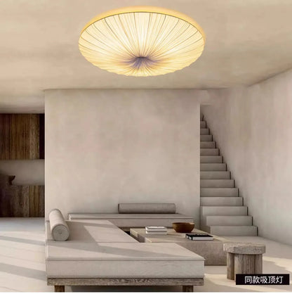 Aethera Ceiling Light – Wabi-Sabi Fabric LED Pendant | Minimalist Floating Disc Lamp for Contemporary Interiors